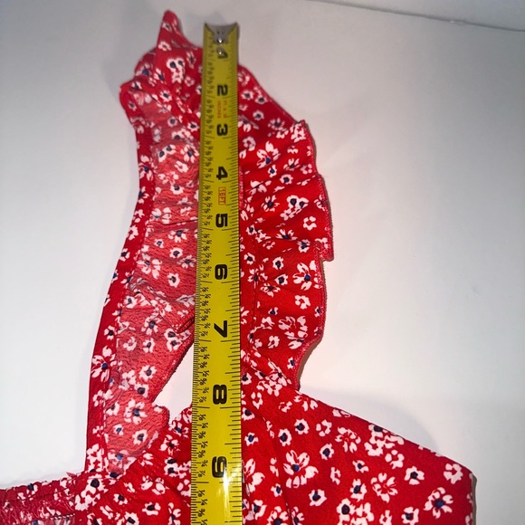 Hello Molly Red Floral Mini Dress Ruffle Straps Fit And Flare Cottagecore Size 6 - Picture 11 of 11
